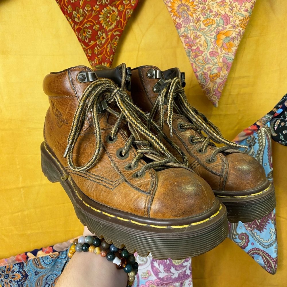 Dr. Martens Brown Leather Platform Hiking Boots
